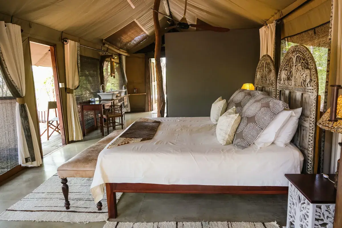 Tent bedroom at Changa Safari Camp, Lake Kariba