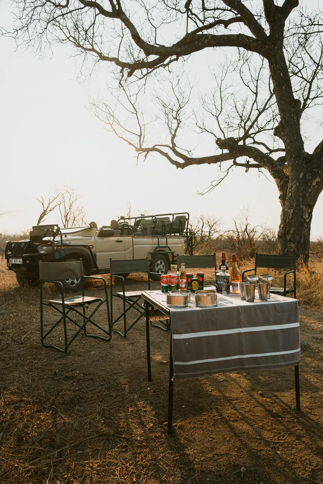Sundowner setup at Khanya Tented Camp, Greater Kruger