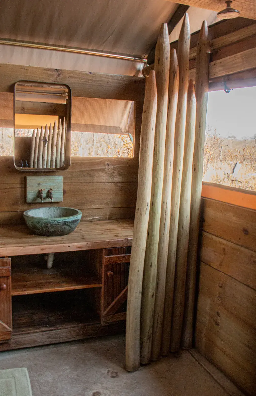 Tent bathroom at Khanya Tented Camp, Greater Kruger