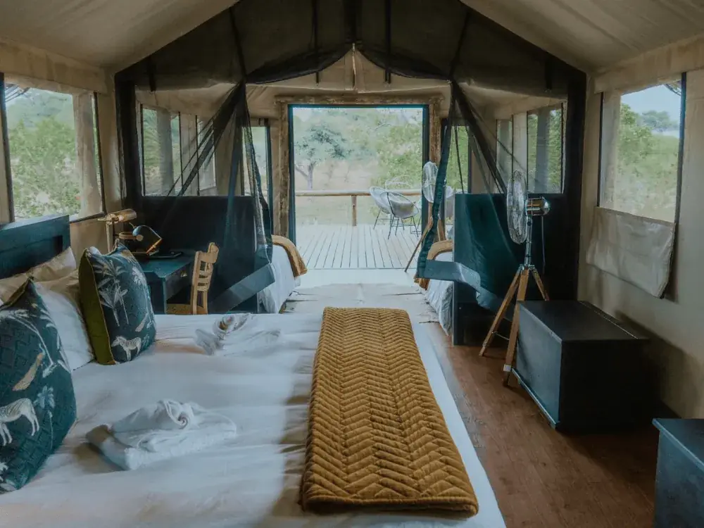 Tent interior at Mogotlho Safari Lodge, Khwai River