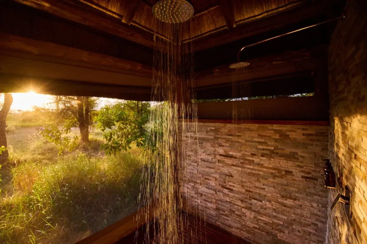 Outdoor shower at Camp Moremi, Moremi Game Reserve