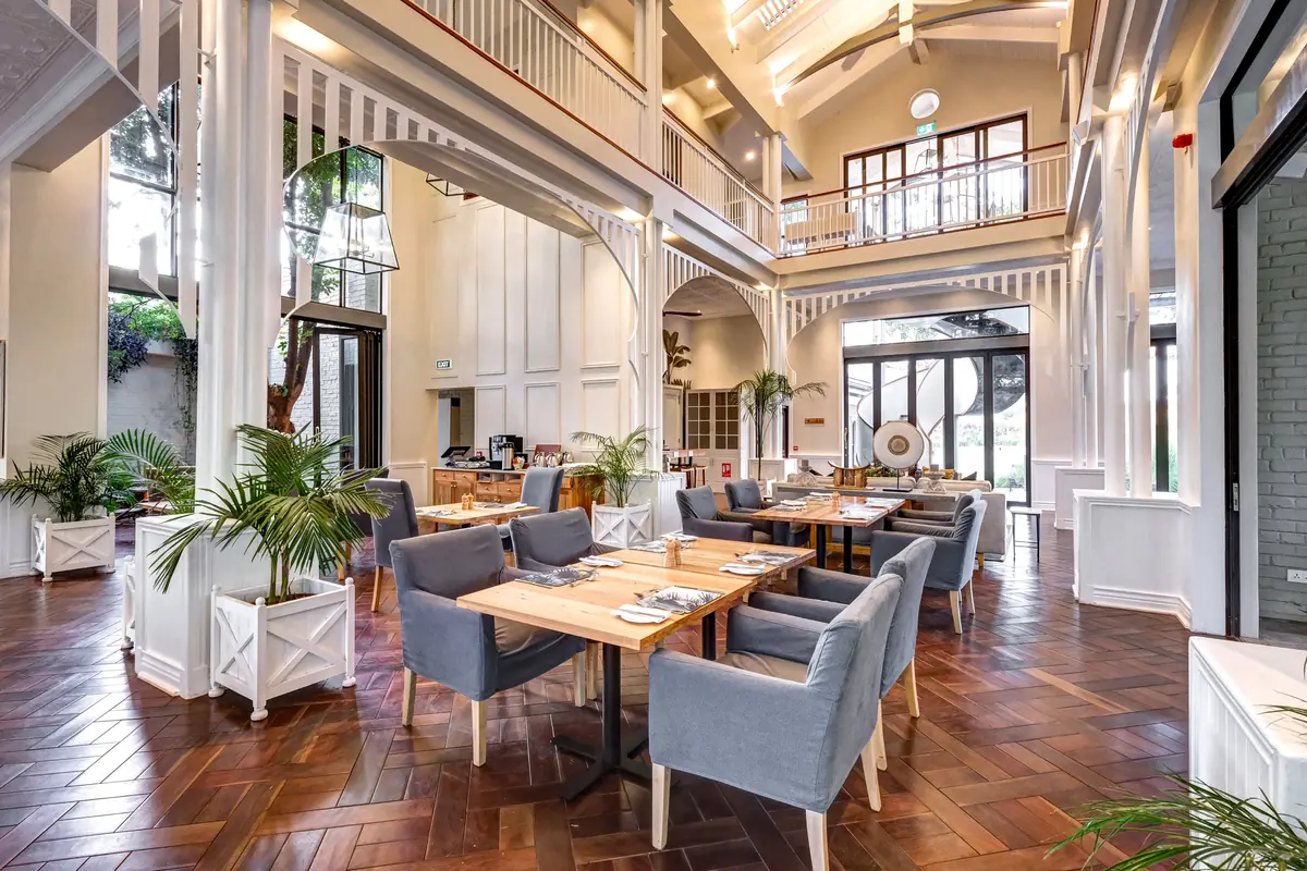 Dining hall at The Palm River Hotel, Victoria Falls