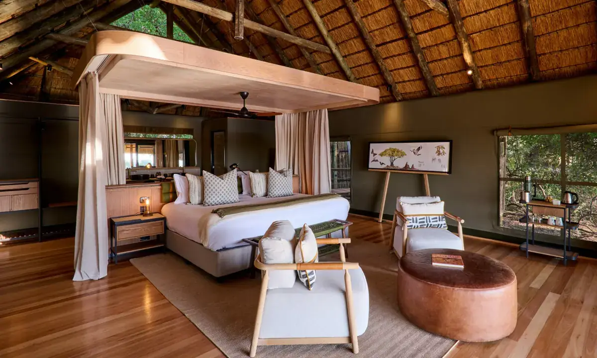Chalet interior at Savute Safari Lodge, Savute, Chobe National Park