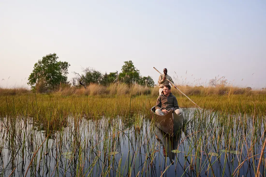 Mokoro at Sediba Sa Rona, Khwai, Okavango Delta