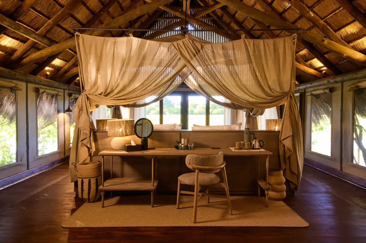 Tent interior at Sediba Sa Rona, Khwai, Okavango Delta