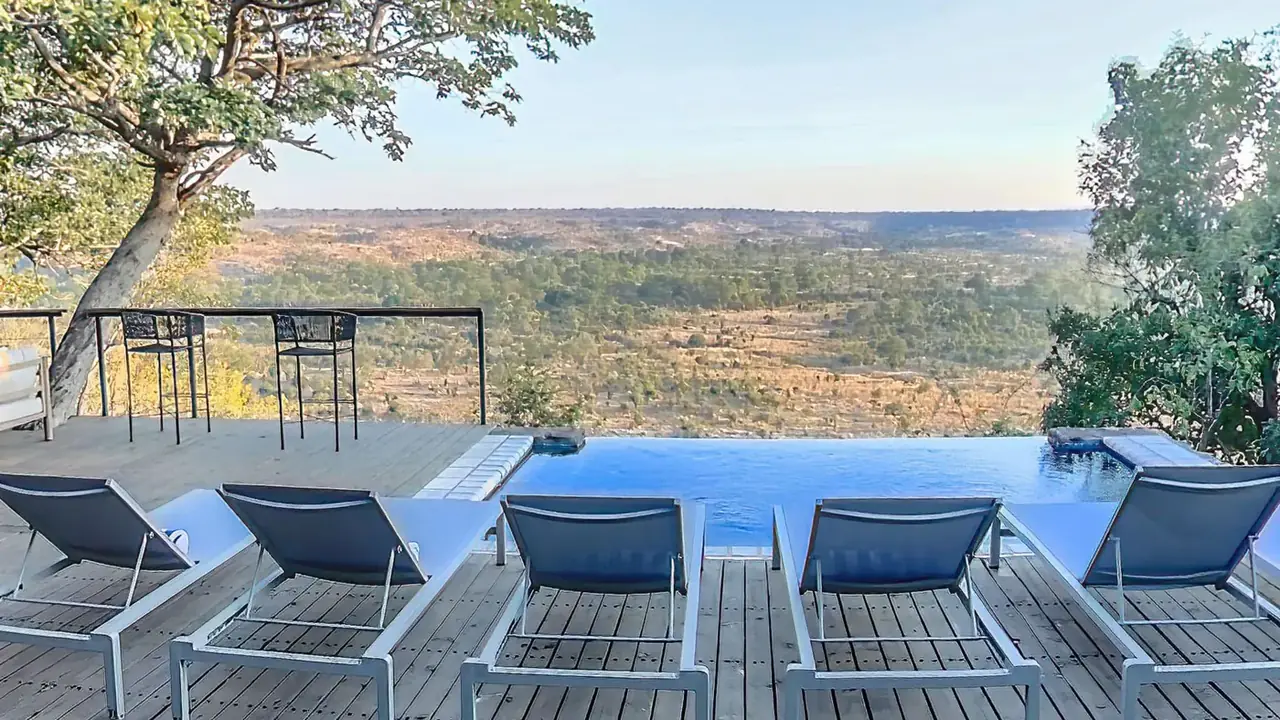 Pool loungers at Sia Safari Lodge, Victoria Falls