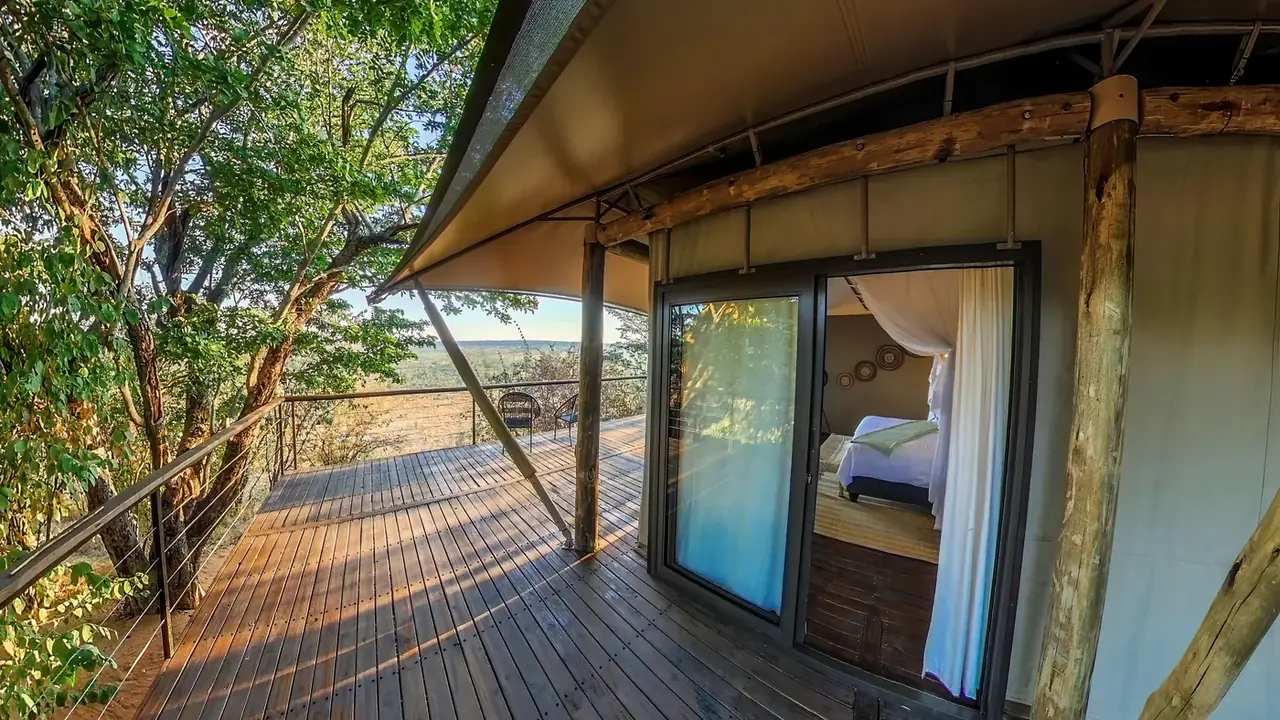 Tent exterior deck at Sia Safari Lodge, Victoria Falls