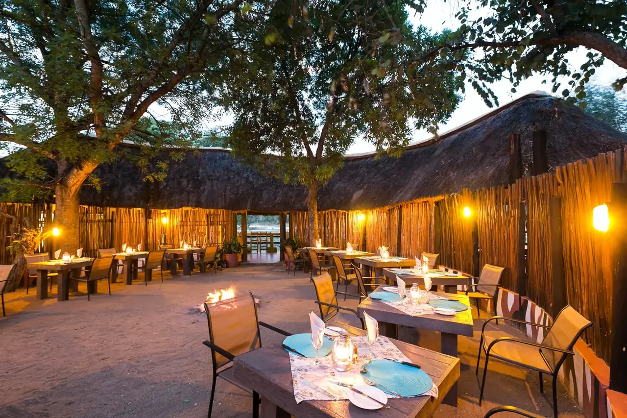Boma dining at Umkumbe Safari Lodge, Sabi Sand