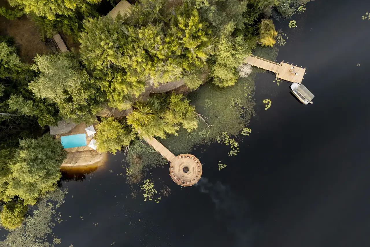Aerial at Xugana Island Lodge, Okavango Delta